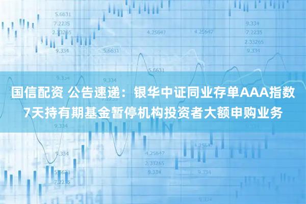 国信配资 公告速递:银华中证同业存单AAA指数7天持有期基金暂停机构投资者大额申购业务